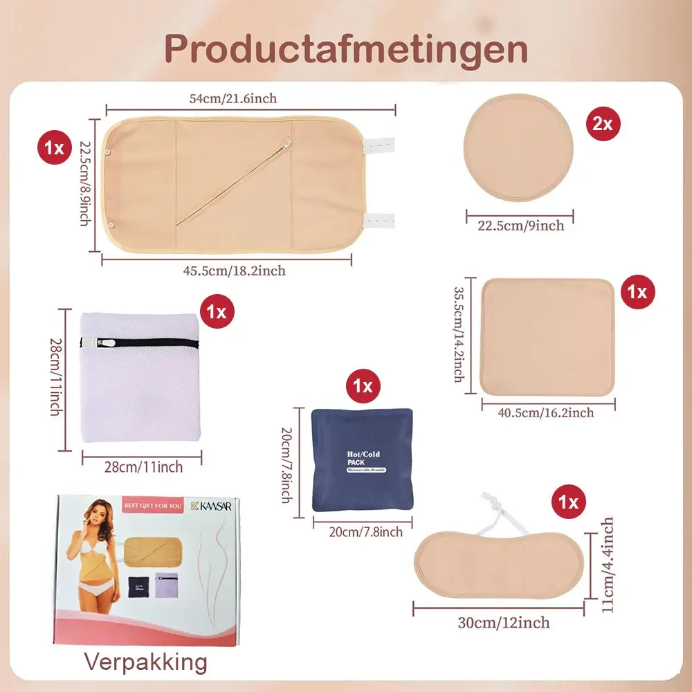 Coffret de 8 masques à l'huile de ricin 100 % coton biologique pour le ventre, le cou, la poitrine, les jambes et les bras