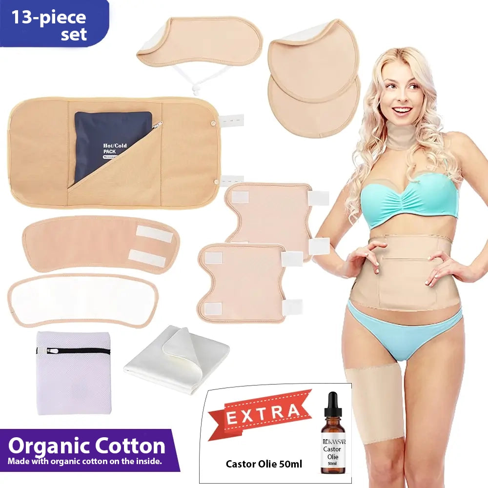 The Restore Wrap Set - 12-Piece Castor oil wrap pack set