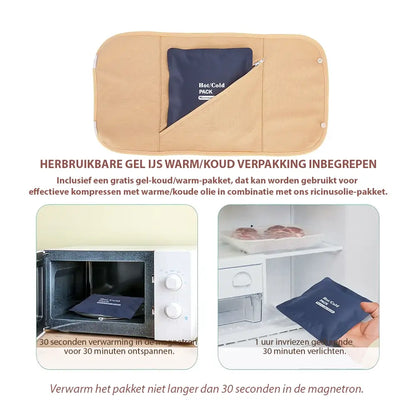 Coffret de 8 masques à l'huile de ricin 100 % coton biologique pour le ventre, le cou, la poitrine, les jambes et les bras